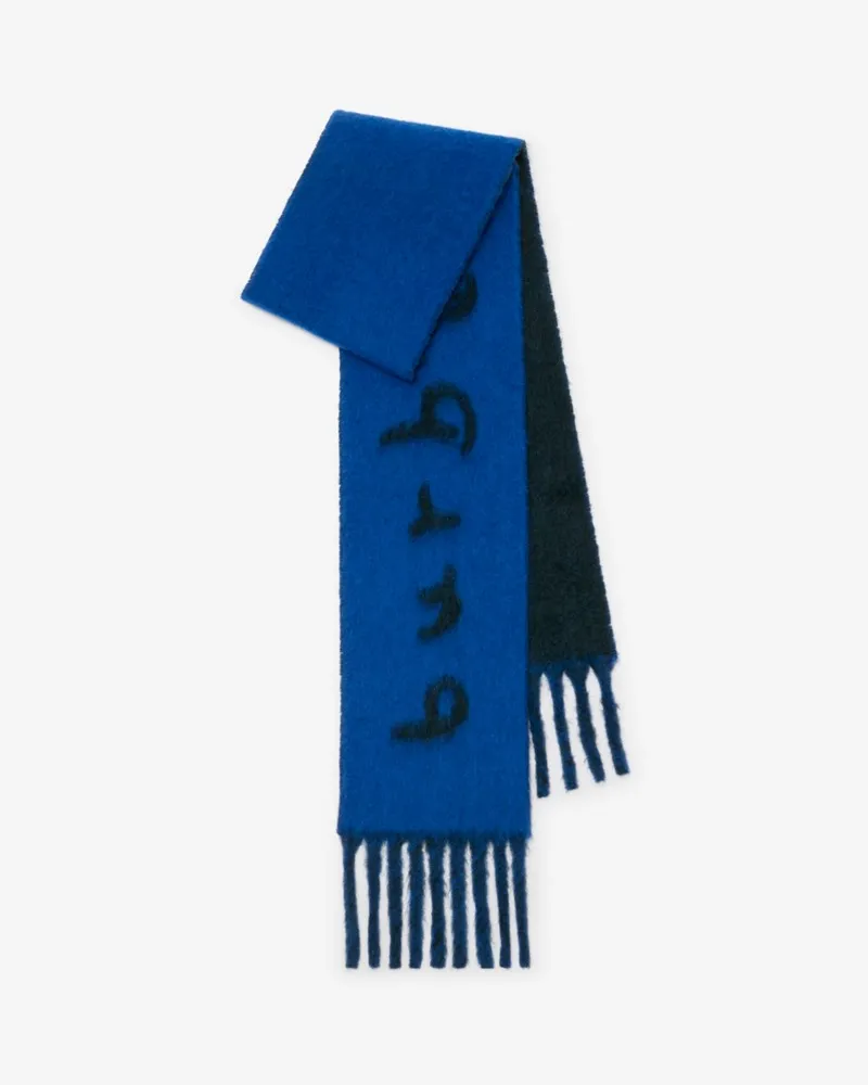 Burberry Wendbarer Alpaka-Wollmisch-Schal mit Logo Firth-blau