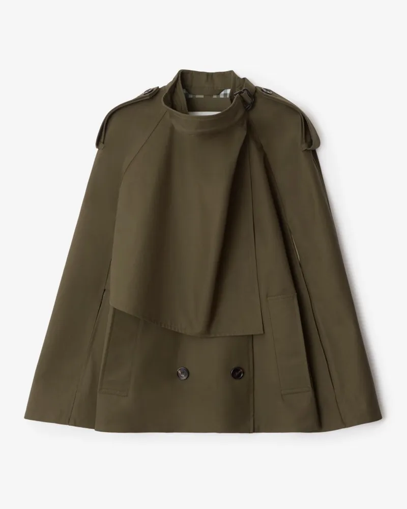 Burberry Trench-Cape aus gebondeter Baumwolle Green-grün