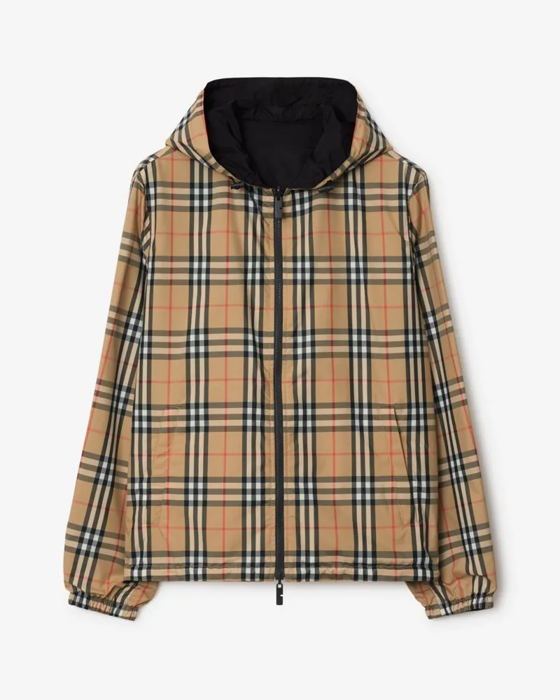 Burberry Wendbare Kapuzenjacke in Check , Size Sand-beige