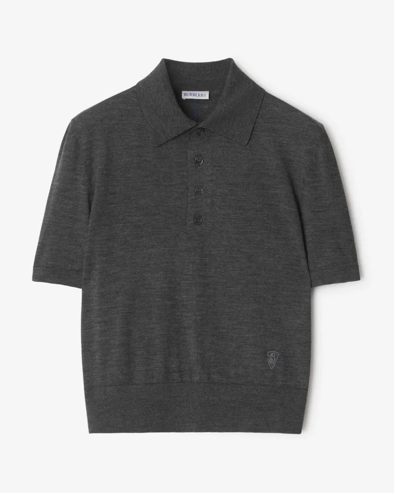 Burberry Poloshirt aus Wolle Mittelgrau