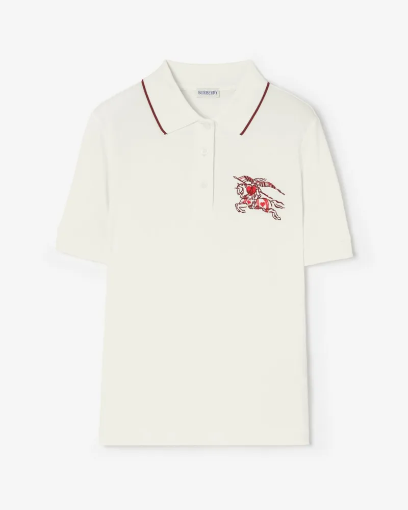 Burberry Baumwoll-Poloshirt mit Herz-Knight Chalk