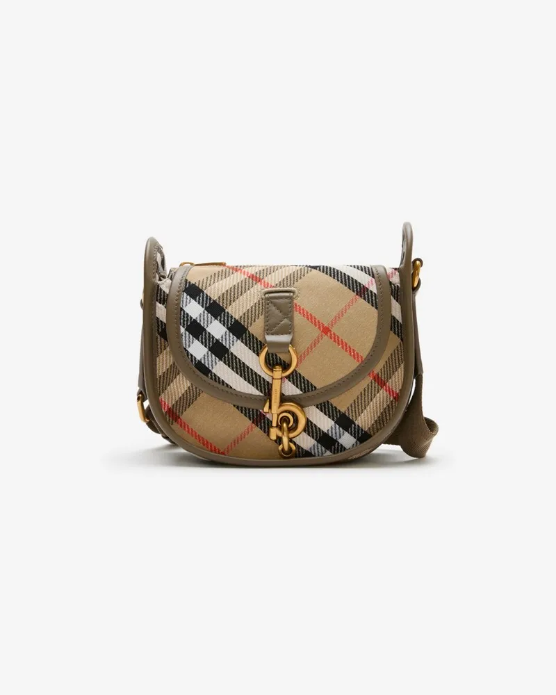 Burberry Messenger-Tasche „B Clip“ im Kleinformat Sand-beige