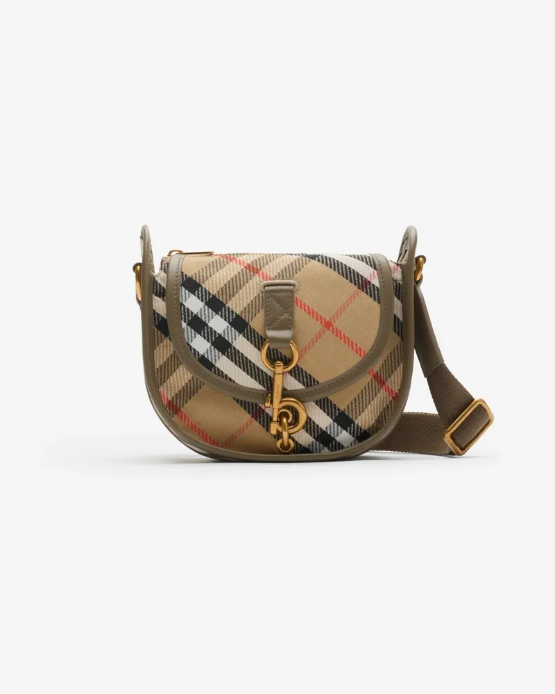 Burberry Messenger-Tasche „B Clip“ im Kleinformat Sand-beige
