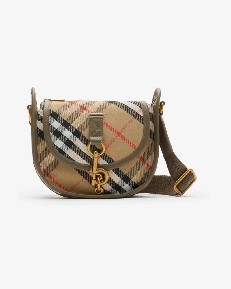Burberry Messenger-Tasche „B Clip“ im Kleinformat Sand-beige