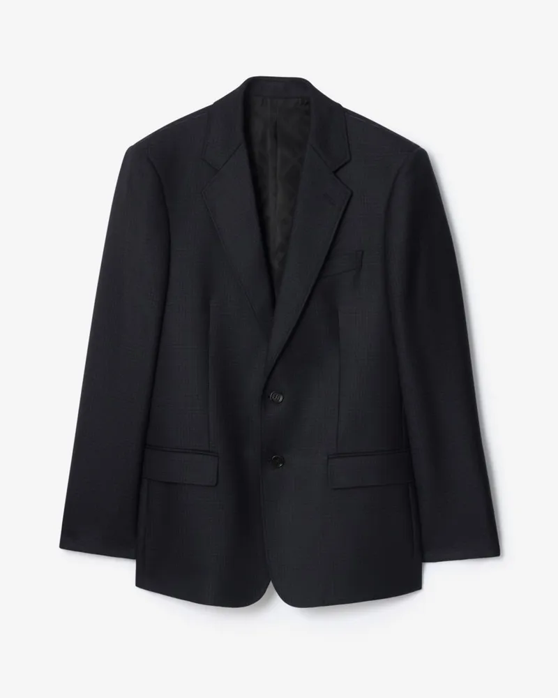 Burberry Wolljackett mit Karomuster Tarmac-grau