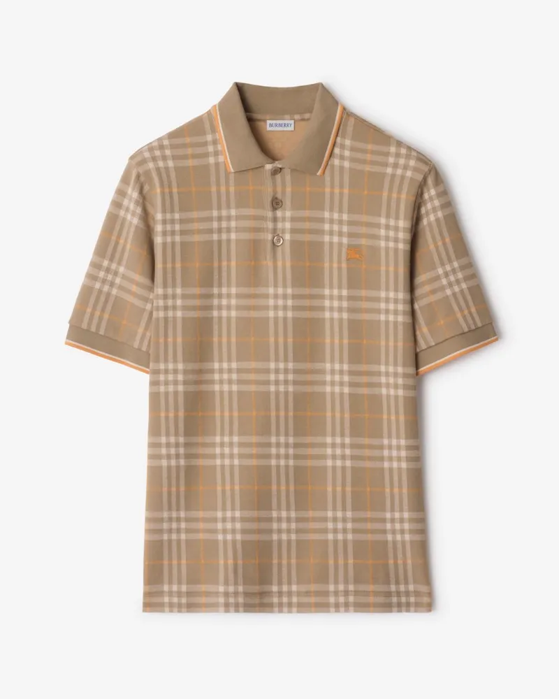Burberry Baumwoll-Poloshirt in Check Broom-braun