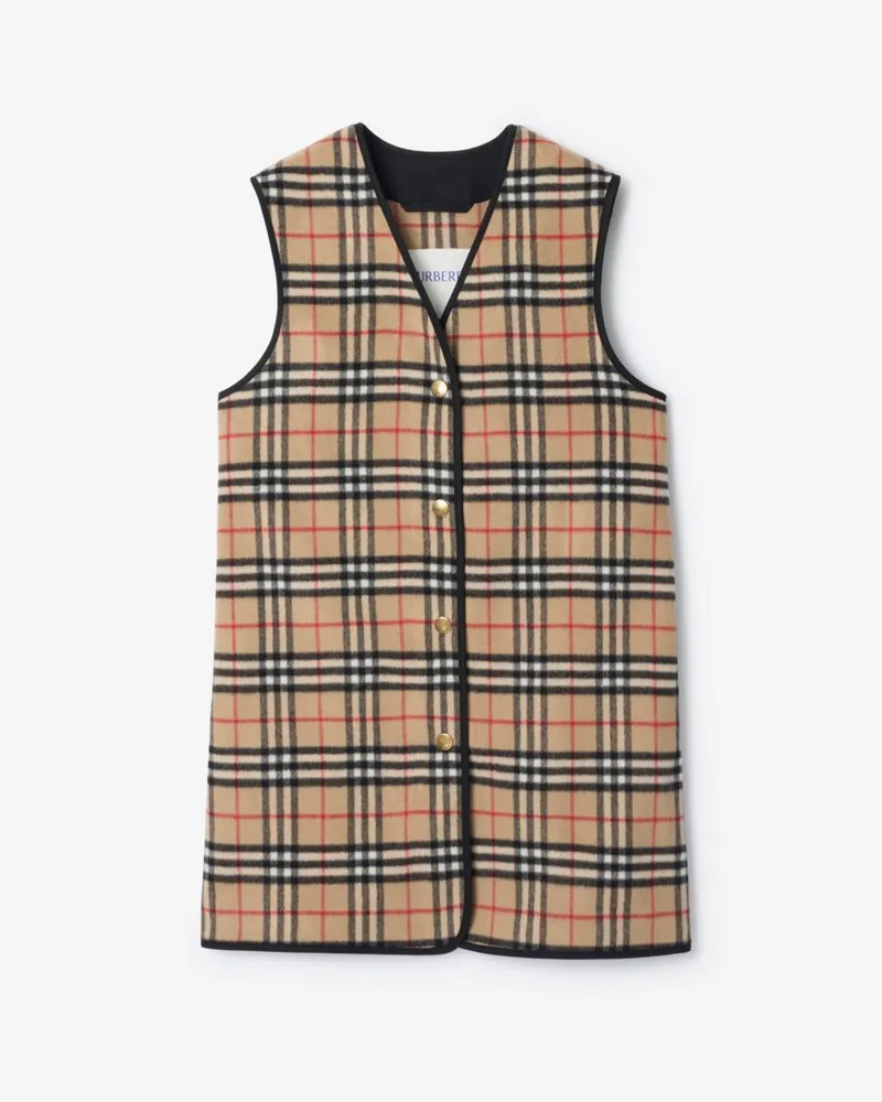 Burberry Herausnehmbares Futter aus Wolle und Kaschmir in Check Vintage-beige