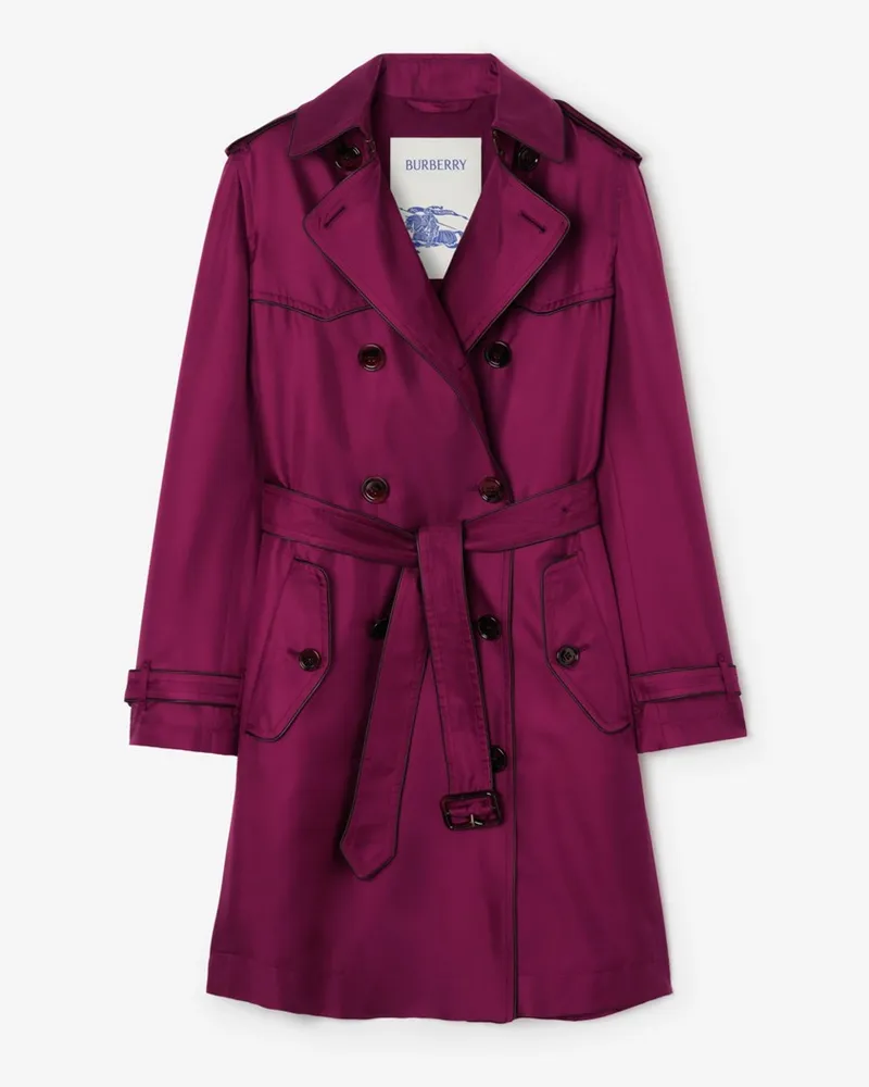 Burberry Langer Seiden-Trenchcoat „Foxfield“ , Size Allium-violett