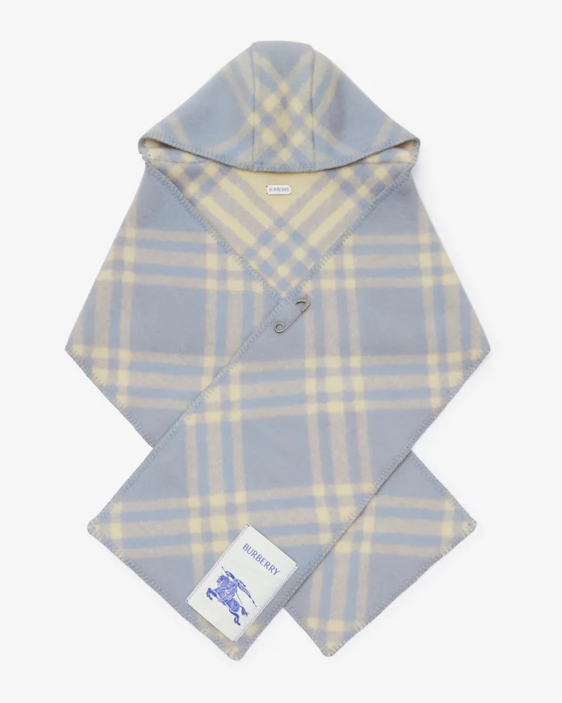Burberry Kapuzenschal aus Wolle mit Karomuster Dive-blau