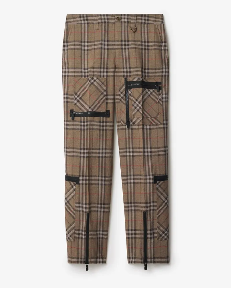 Burberry Seidenmisch-Cargohose in Check Brush