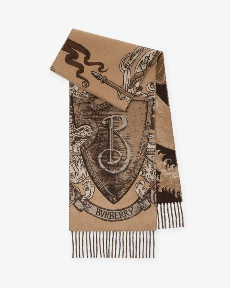 Burberry Kaschmirschal mit Knight-Radierung Sand
