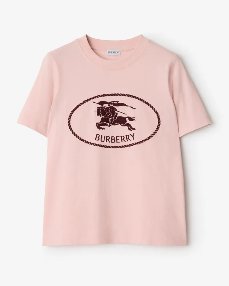 Burberry Baumwoll-T-Shirt mit Knight Stamp , Size Bouquet-rosa