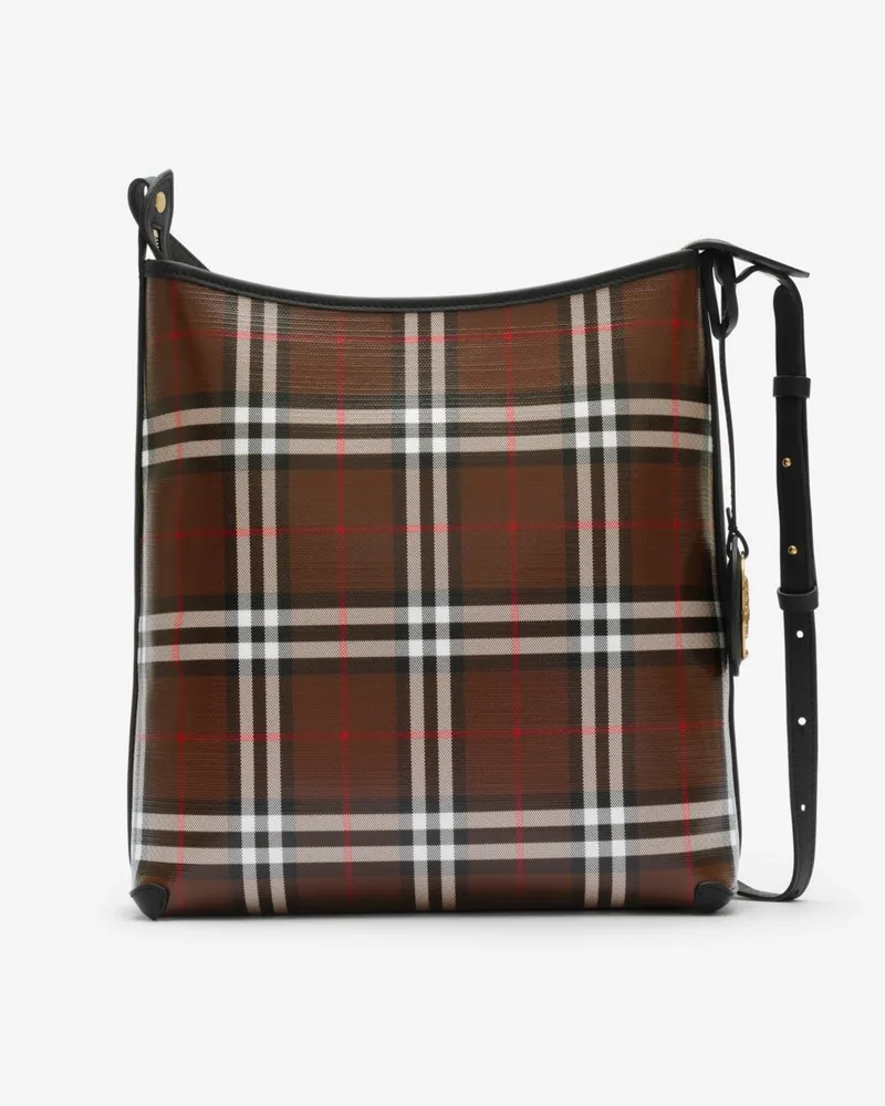 Burberry Kleine Schultertasche in Check Chocolate-braun