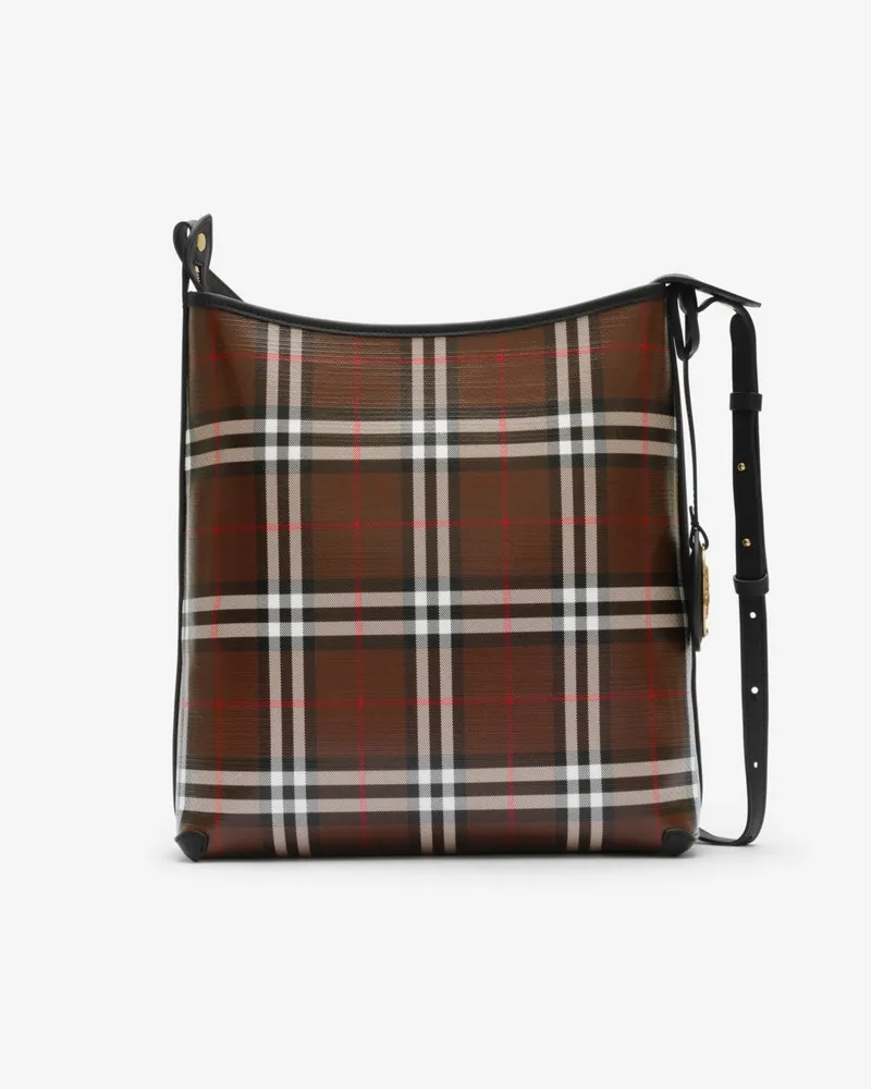 Burberry Kleine Schultertasche in Check Chocolate-braun