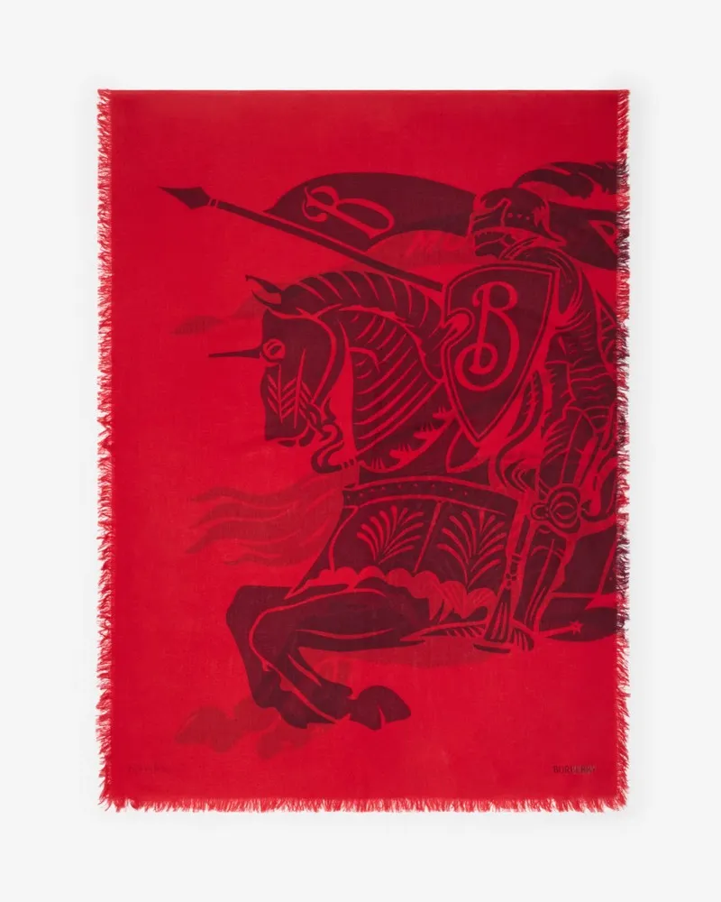 Burberry Breiter Wollschal mit EKD-Motiv Oxblood-rot