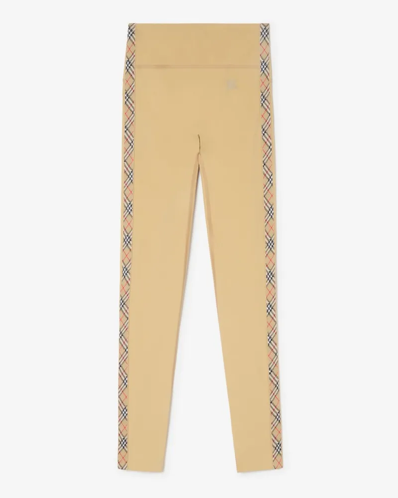 Burberry Stretchnylon-Leggings mit Karobesatz Beige