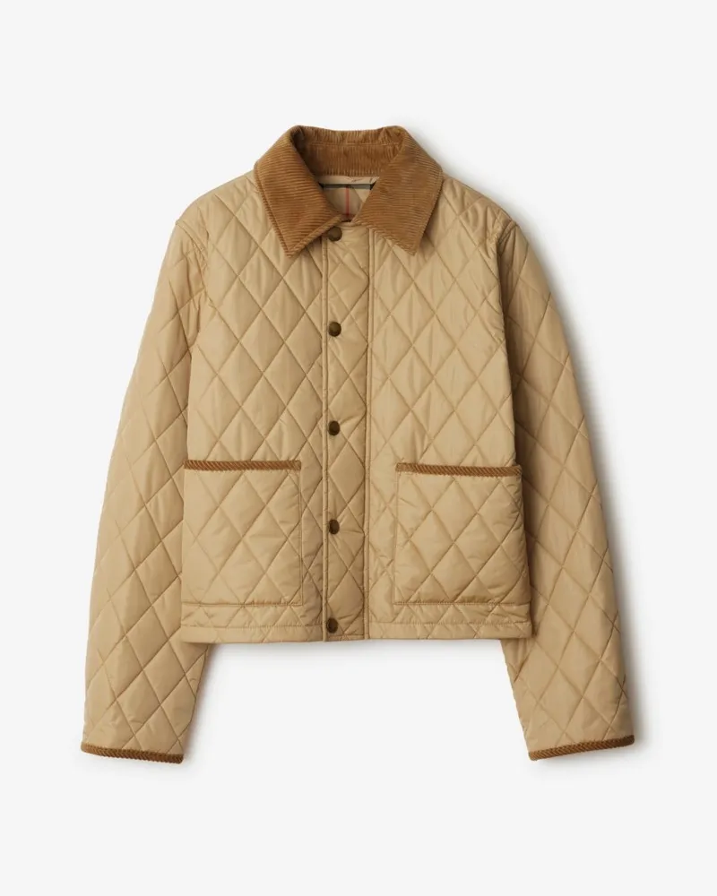 Burberry Cropped-Nylon-Steppjacke , Size Flachsfarben