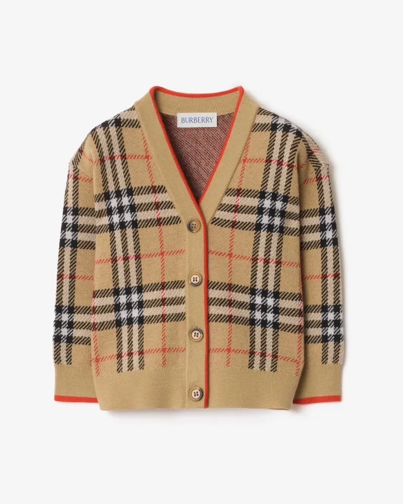 Burberry Wollcardigan in Check , Size Sand
