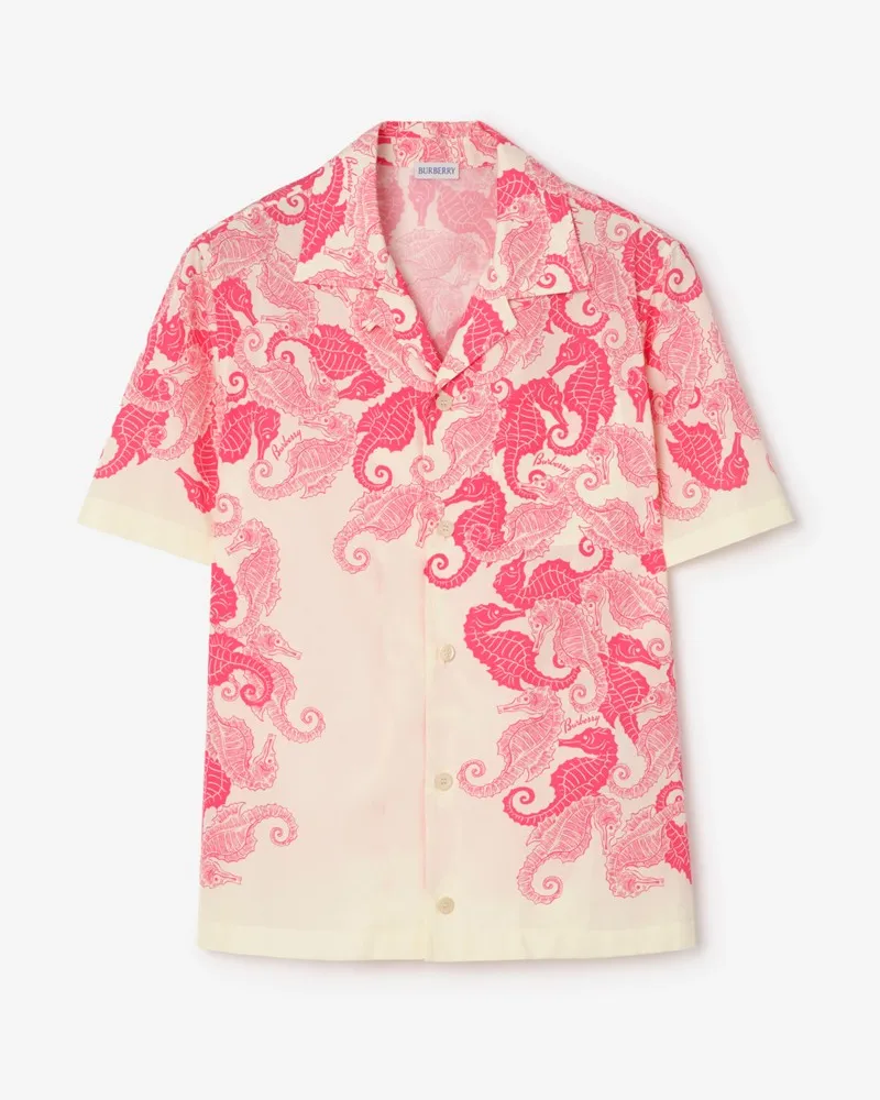 Burberry Legeres Baumwollhemd mit Seepferdchen-Motiv Honeysuckle-rosa