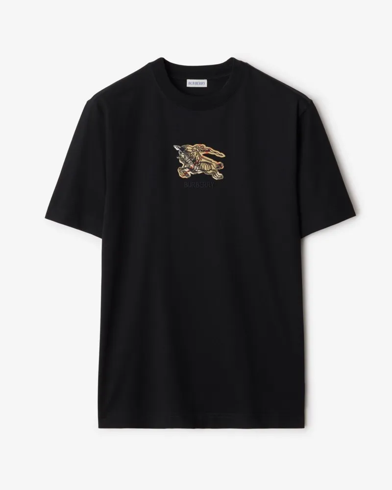 Burberry Baumwoll-T-Shirt mit EKD-Motiv und Check Schwarz