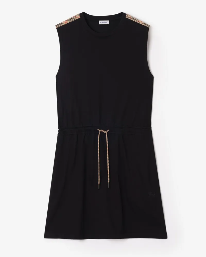 Burberry Baumwolljersey-Kleid mit Karobesatz Black