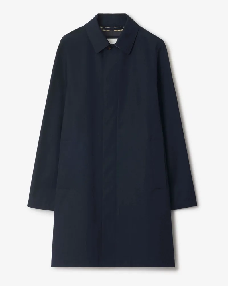 Burberry Mittellanger Car Coat aus gebondeter Gabardine Marineblau