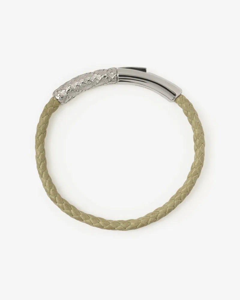Burberry Lederarmband mit Karodetail Silber