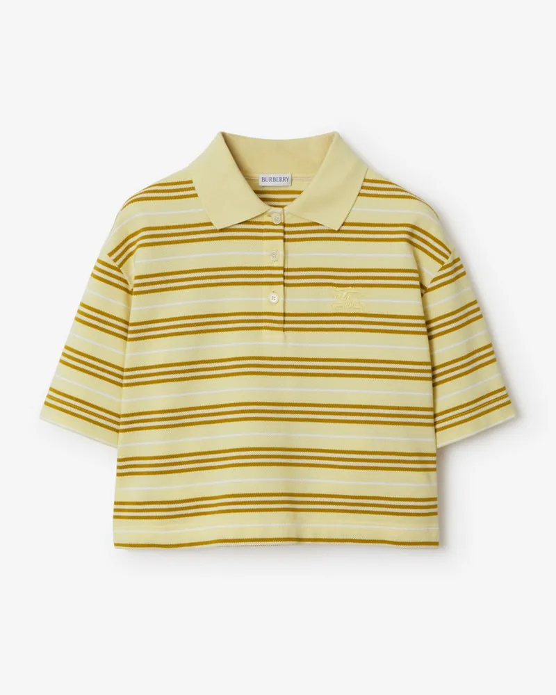 Burberry Cropped-Poloshirt aus Baumwolle mit Streifen Alabasterfarben