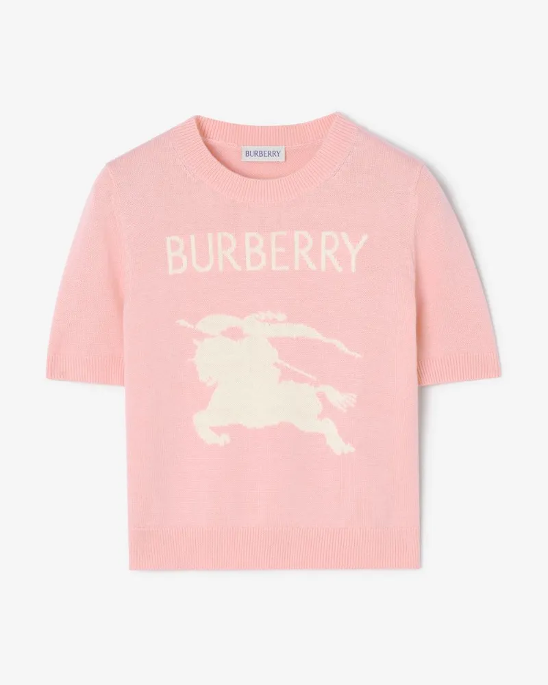 Burberry Baumwoll-Woll-Top mit EKD-Motiv , Size Peony-rosa