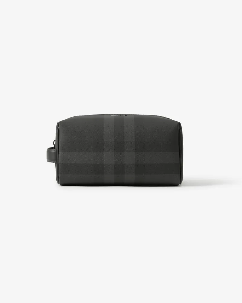 Burberry Reiseetui aus Check-Gewebe und Leder Anthrazitfarben