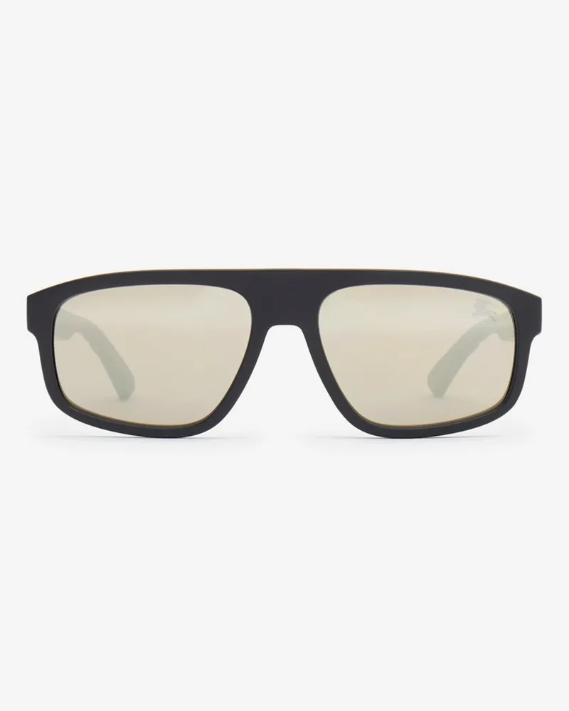 Burberry Strukturierte Sonnenbrille mit rechteckiger Fassung in Check Black
