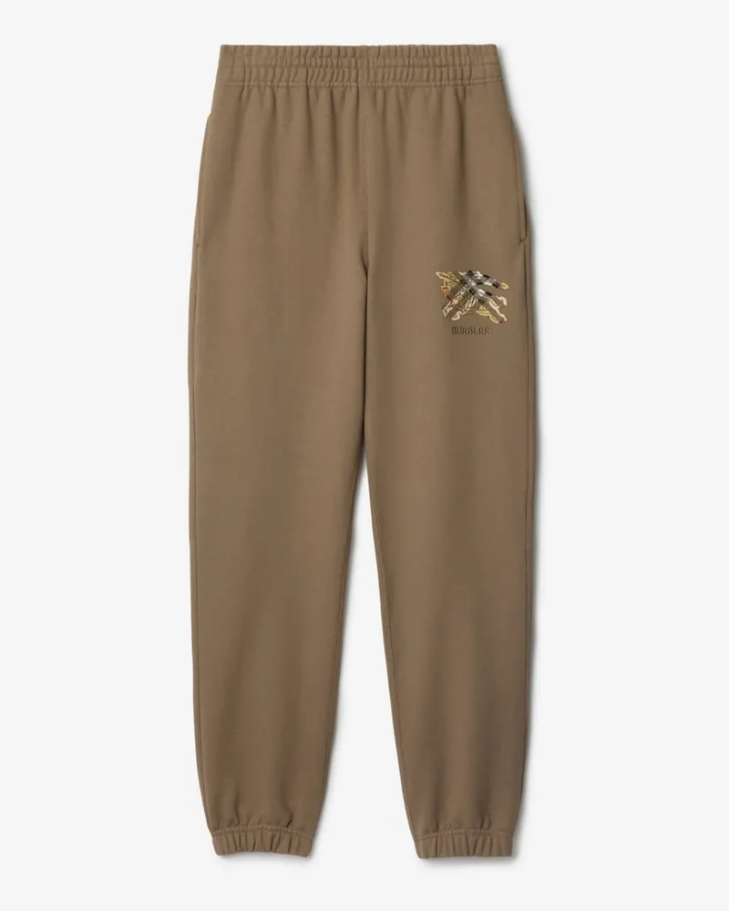 Burberry Baumwoll-Trainingshose mit EKD-Motiv und Check Clay-braun