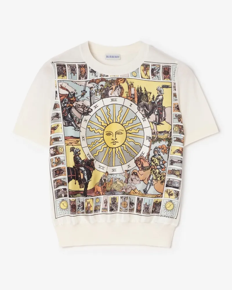 Burberry Woll-Seiden-Top mit Tarot-Panel Seaside-blau