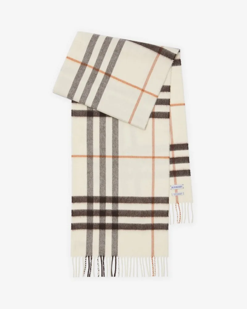 Burberry Kaschmirschal in Check Pebble-weiß