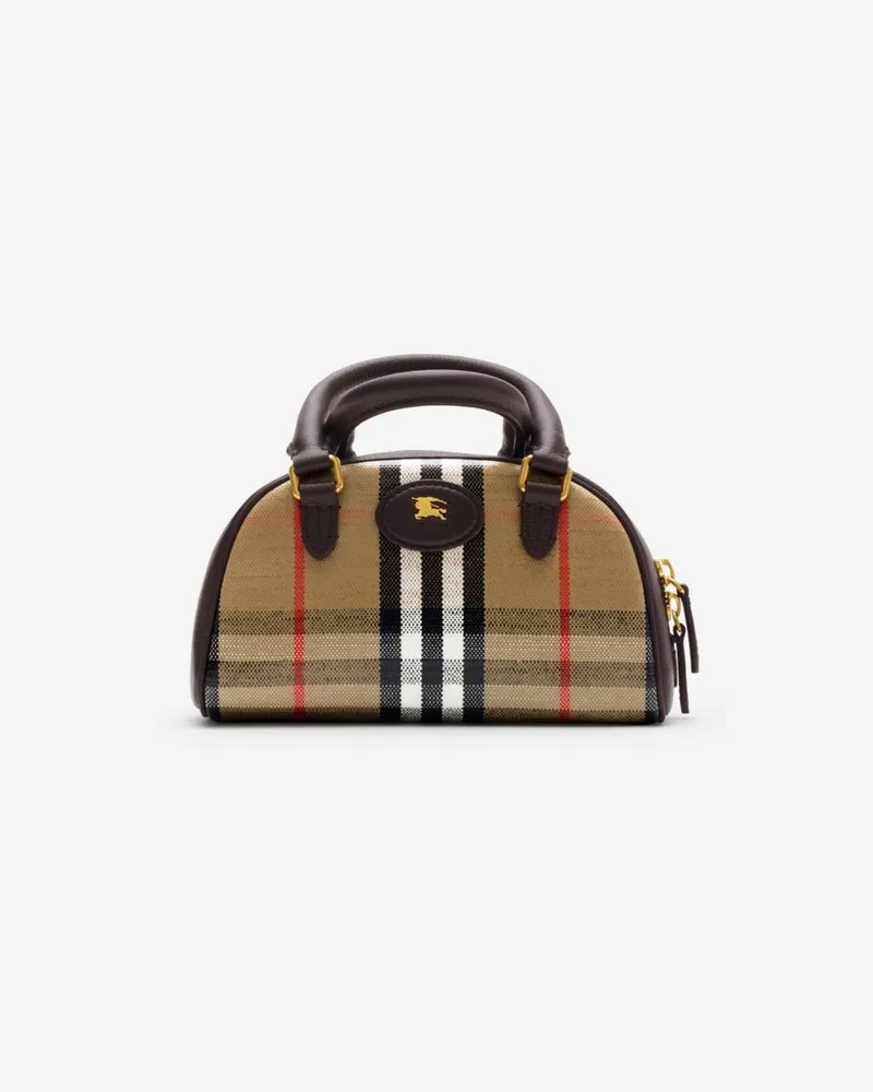 Burberry Bowlingtasche „Highlands“ im Kleinformat Sand-beige