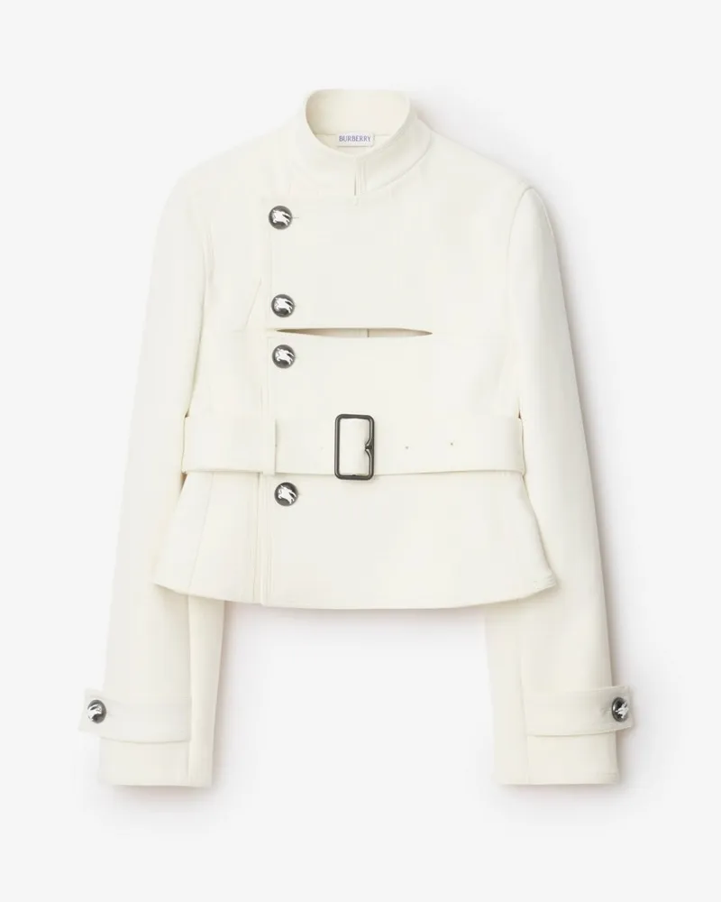 Burberry Elegante Stretchbaumwollmisch-Jacke Cremefarben
