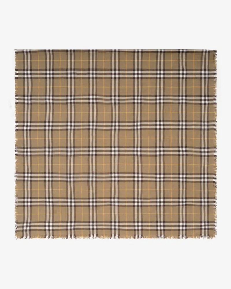 Burberry Kaschmir-Seiden-Schal in Check Vole-braun