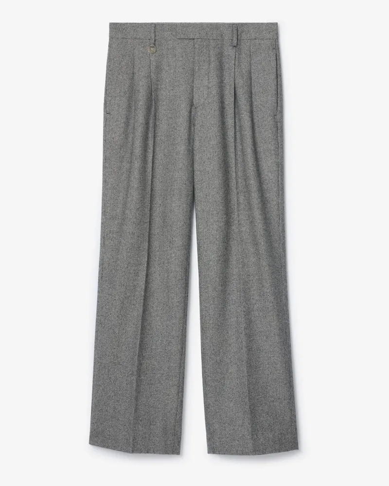 Burberry Elegante Wollhose im Hahnentrittmuster Titanium-grau
