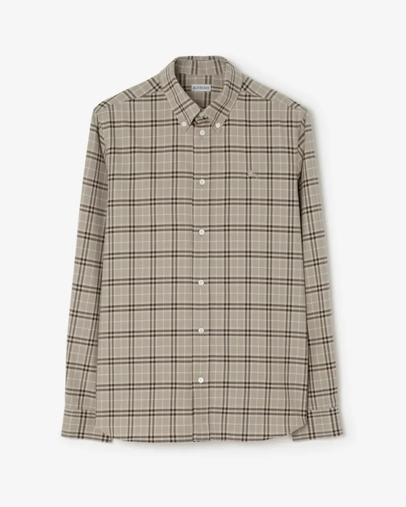 Burberry Legeres Baumwollhemd in Check , Size Dove-grau
