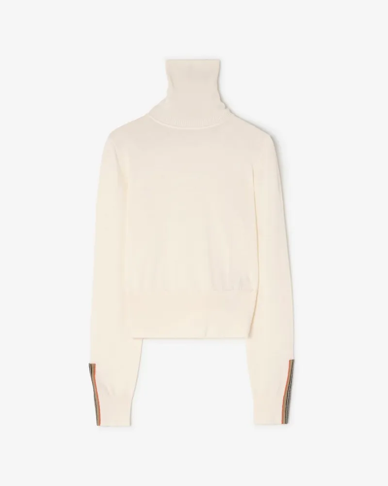 Burberry Wollpullover mit Rollkragen , Size Ivory-weiß