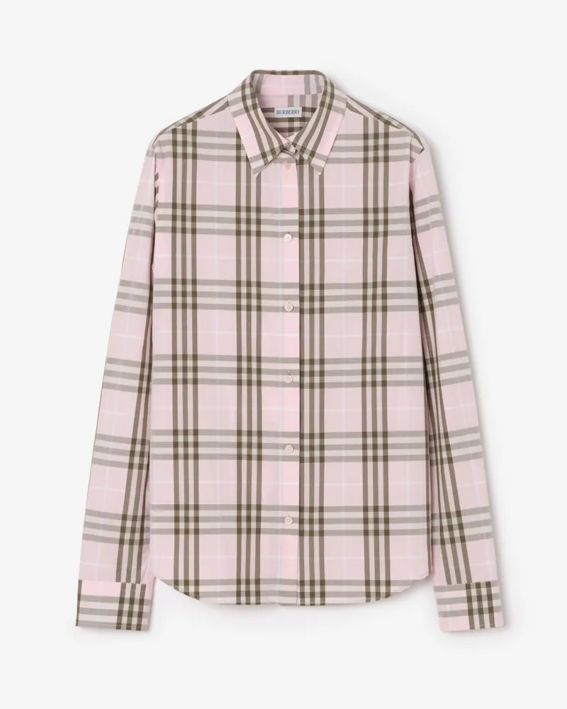 Burberry Klassisches Baumwollhemd in Check , Size Mallow-rosa