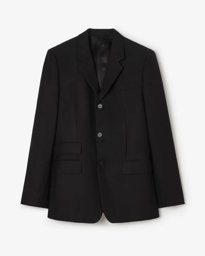 Burberry Elegantes Woll-Mohair-Jackett im Streifenmuster , Size Black