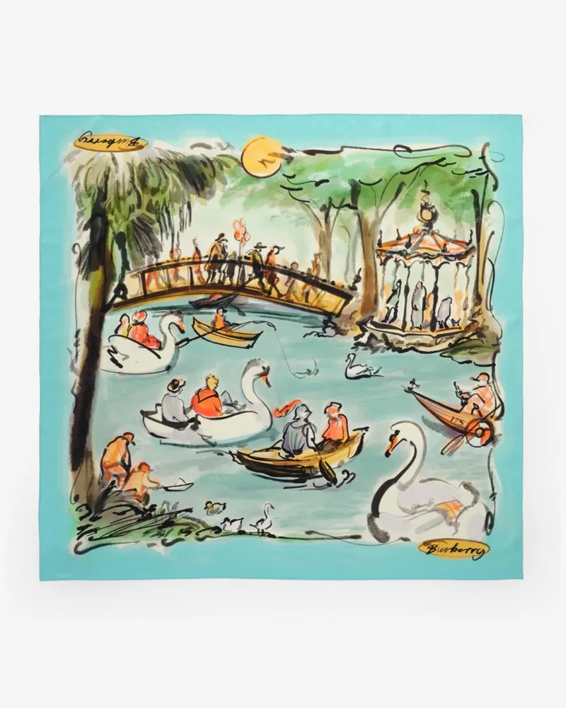 Burberry Seidenschal mit „Swan Lake“-Motiv Skylight-blau