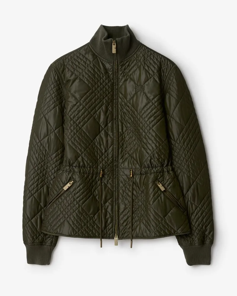 Burberry Nylonjacke „Wakerley“ mit kleinem Karo-Nahtmuster , Size Marsh-grün