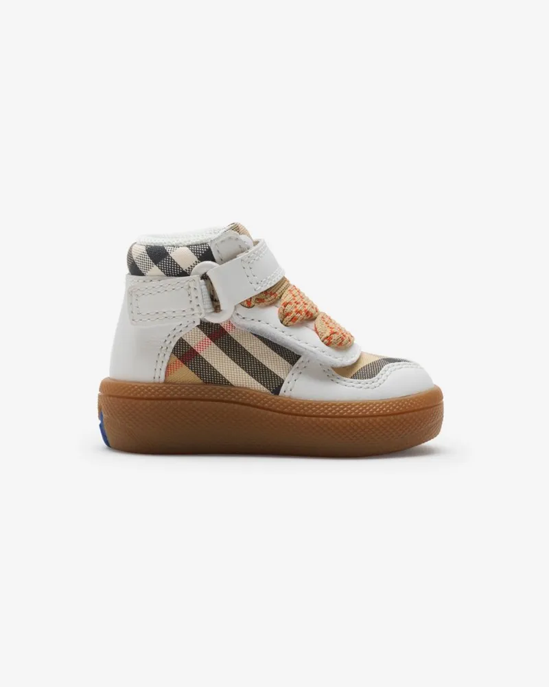 Burberry High-Top-Sneaker aus Check-Gewebe und Leder Sand
