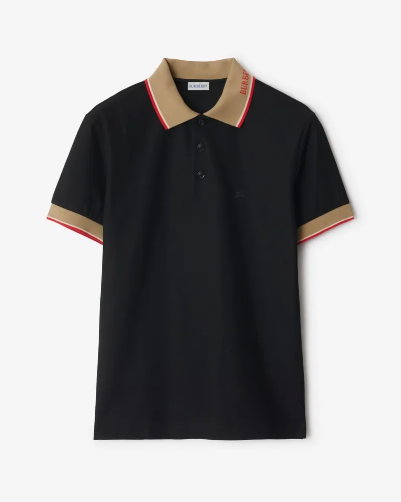 Burberry Baumwoll-Poloshirt mit Logo-Kragen , Size Black