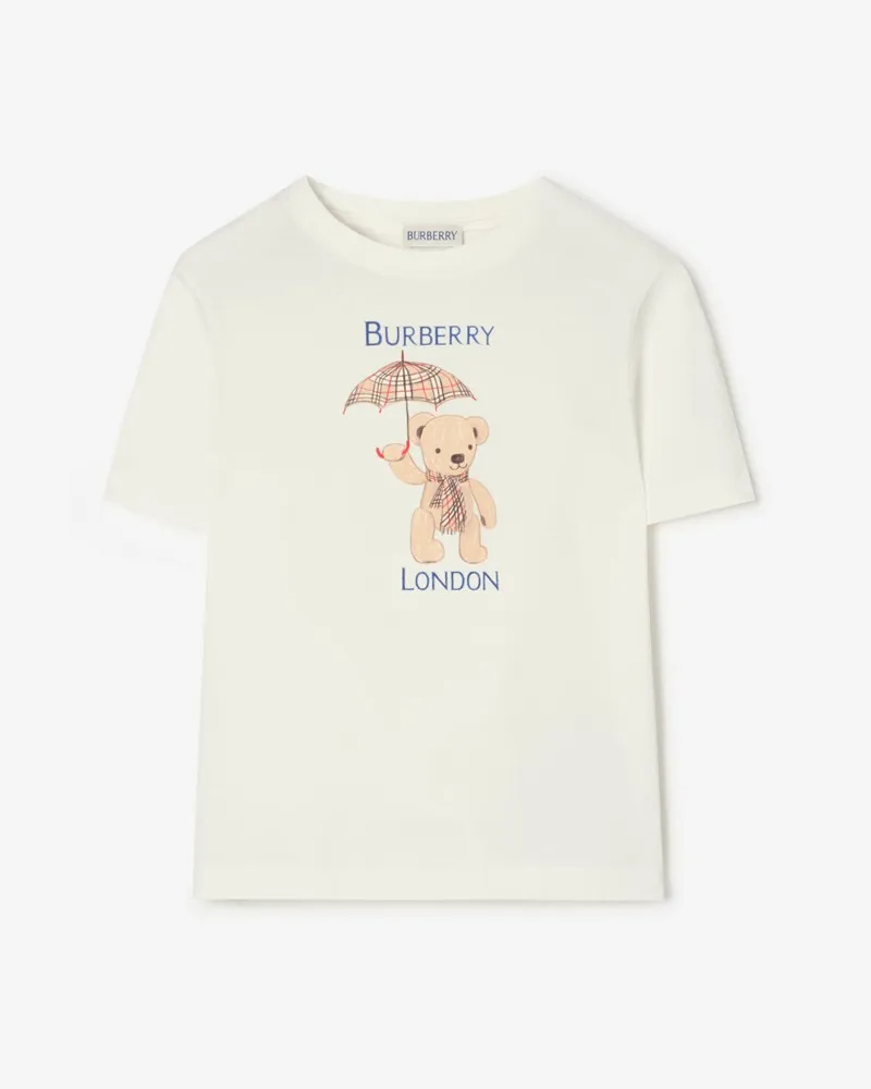 Burberry Baumwoll-T-Shirt mit Thomas Teddybär und London-Motiv , Size Chalk-weiß