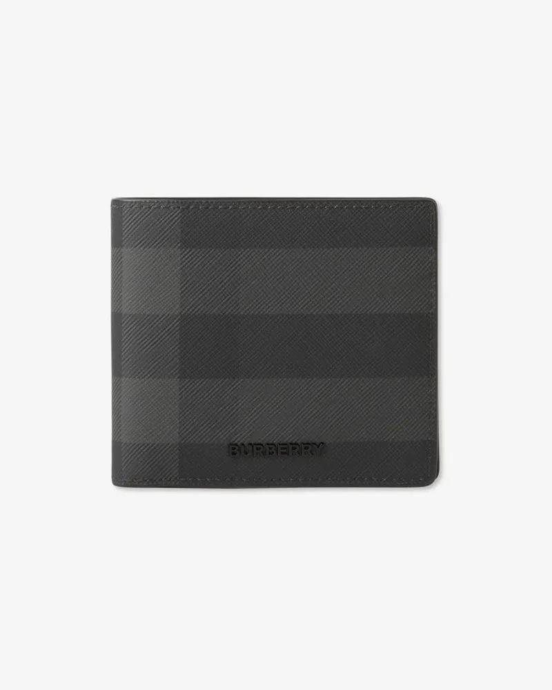 Burberry Schmale Faltbrieftasche in Check Anthrazitfarben
