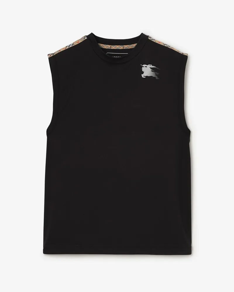 Burberry Jersey-Tanktop mit Check-Besatz Black