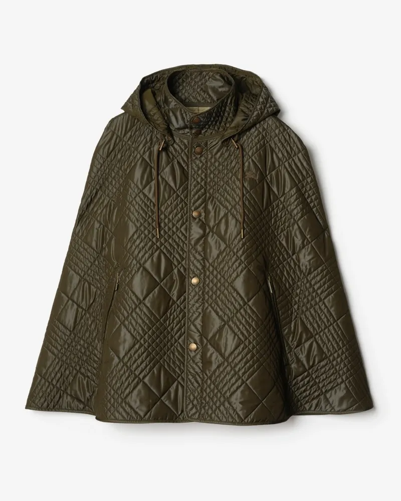 Burberry Nýlonmisch-Cape mit kleinem Karo-Nahtmuster , Size Marsh-grün
